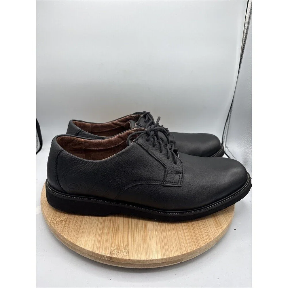 Clarks Oxford Shoes Mens 12 W Black Leather Waterproof Lace Up Casual 82465